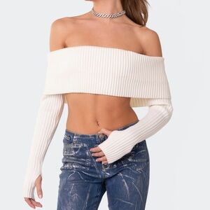 Edikted off the shoulder cropped sweater